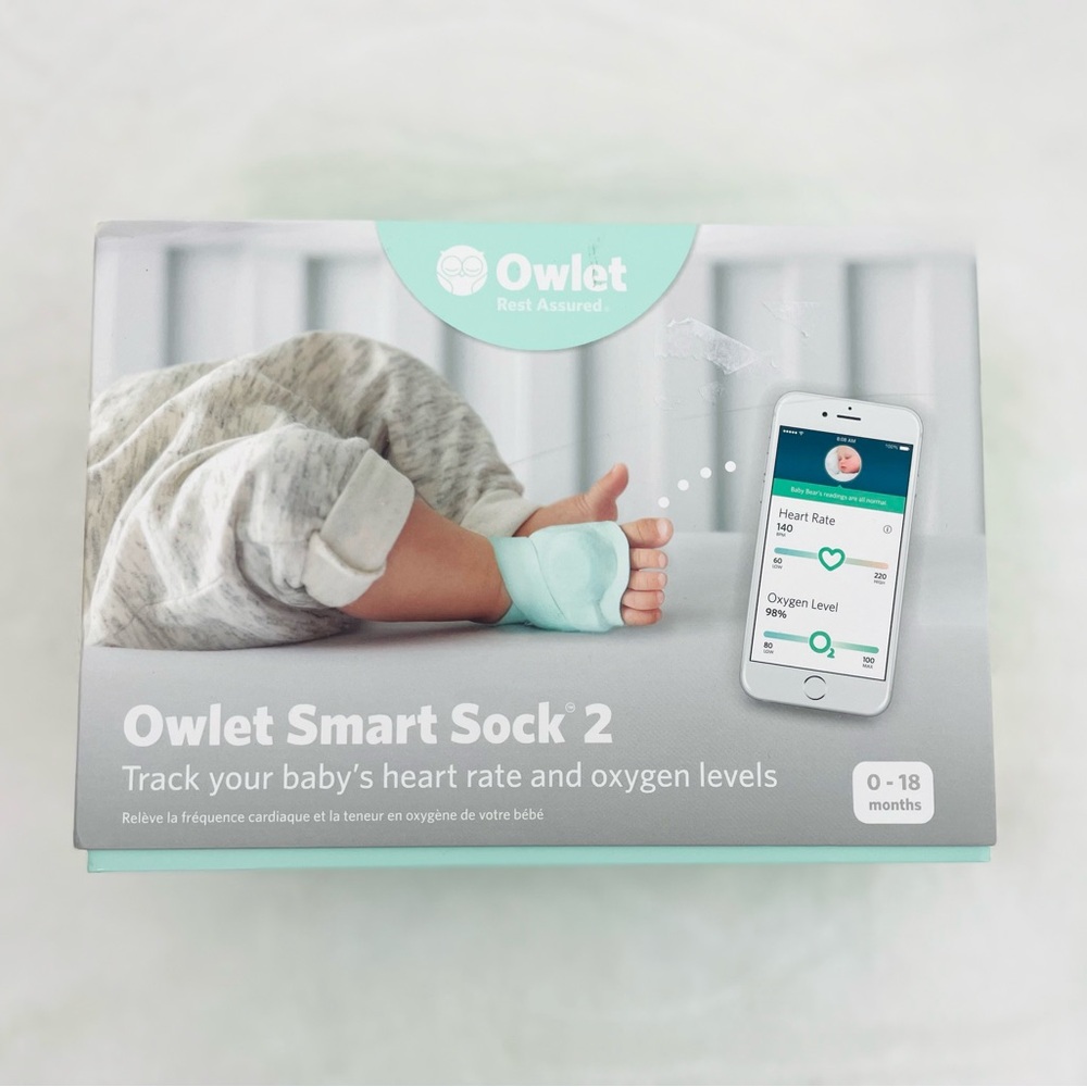 Owlet dream sock mint green with 2 socks and box